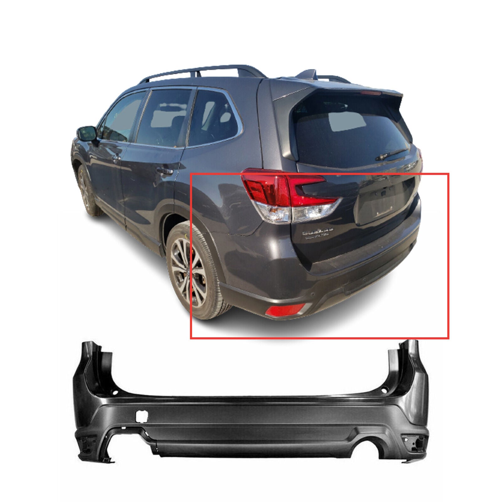 2019-2020 SUBARU FORESTER; Rear Bumper Cover; BASE/CONVENIENCE/LIMITED/PREMIUM w/o Sensor Painted to Match